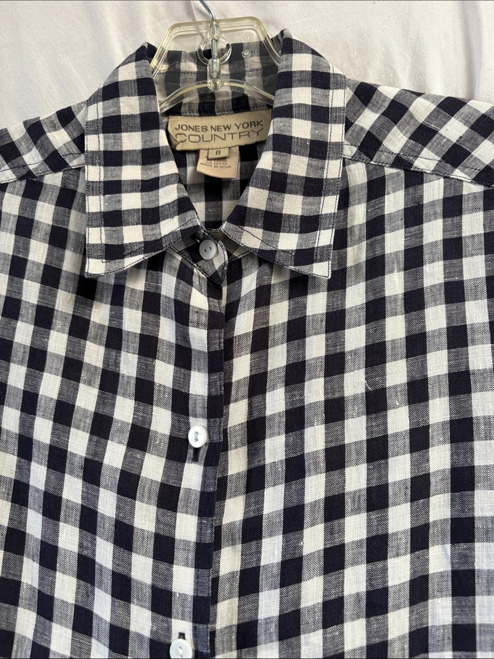Jones New York Black and White Gingham Button-Down Shirt